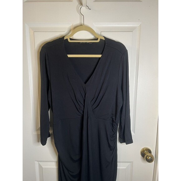 Colleen Lopez Back V-neck 3/4 Sleeve MIDI Dress Size XL NWOT - Picture 2 of 10